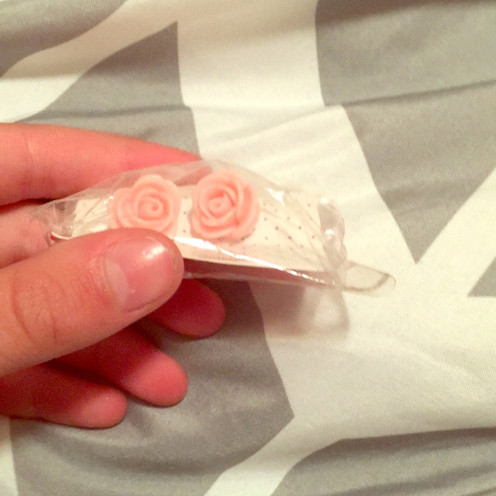 Flower pink custom made earrings